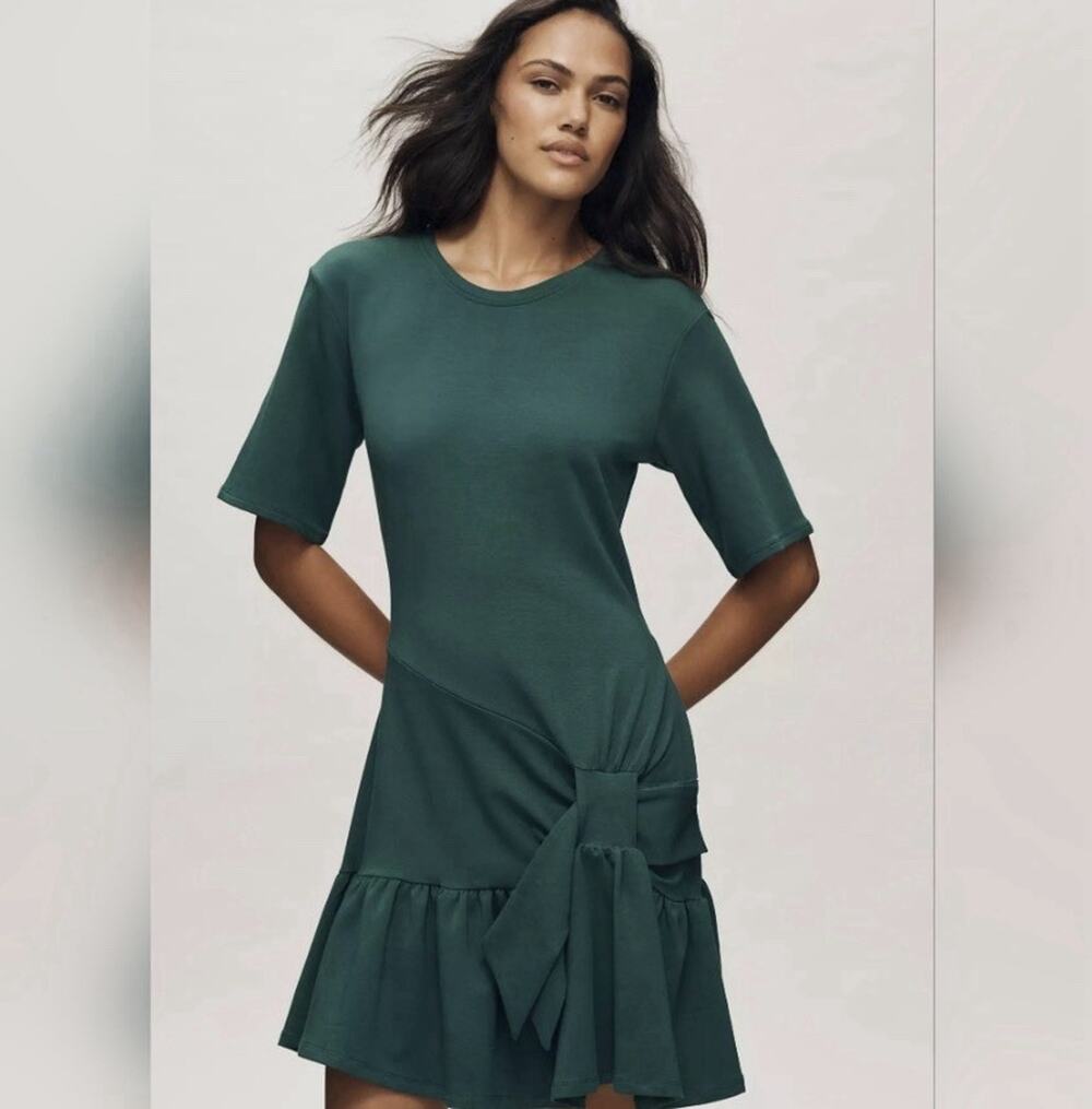 Anthropologie Daily Practice Drop-Waist T-Shirt Mini Dress Emerald Medium New Z5